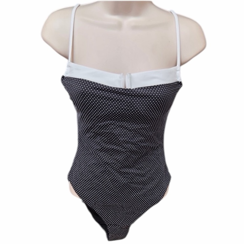 NWT ONIA Micro Polka Dot Melanie One Piece Swimsuit Black White Small 6574 - Picture 3 of 9
